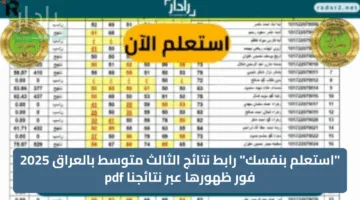 “استعلم بنفسك” رابط نتائج الثالث متوسط بالعراق 2025 فور ظهورها عبر نتائجنا pdf