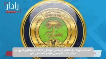 “استعلم فورًا!”.. رابط نتائج السادس الابتدائي 2025 البصرة الدور الأول عبر موقع نتائجنا الرسمي بالرقم الامتحاني الآن