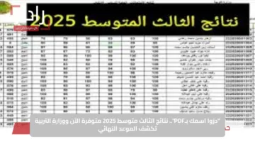 “دزوا اسمك بـPDF”.. نتائج الثالث متوسط 2025 متوفرة الآن ووزارة التربية تكشف الموعد النهائي