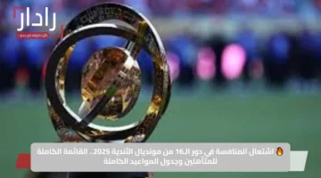 🔥 اشتعال المنافسة في دور الـ16 من مونديال الأندية 2025.. القائمة الكاملة للمتأهلين وجدول المواعيد الكاملة