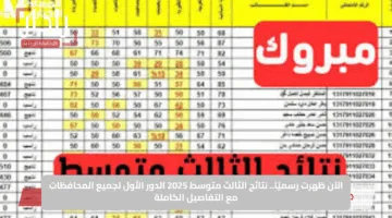 الآن ظهرت رسميًا.. نتائج الثالث متوسط 2025 الدور الأول لجميع المحافظات مع التفاصيل الكاملة