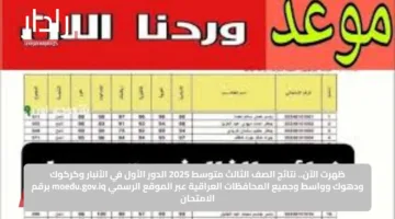 ظهرت الآن.. نتائج الصف الثالث متوسط 2025 الدور الأول في الأنبار وكركوك ودهوك وواسط وجميع المحافظات العراقية عبر الموقع الرسمي moedu.gov.iq برقم الامتحان