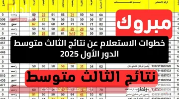 نتائجنا Pdf.. نتائج الثالث متوسط الدور الأول 2025 رسميًا خلال ساعات للاستعلام عنها
