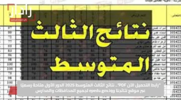 “رابط التحميل الآن PDF”.. نتائج الثالث المتوسط 2025 الدور الأول متاحة رسميًا عبر موقع نتائجنا وepedu.gov.iq لجميع المحافظات والمدارس