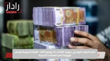 سعر الدولار اليوم في سوريا الثلاثاء 24 يونيو 2025.. الليرة السورية تواصل الهبوط أمام العملات الأجنبية