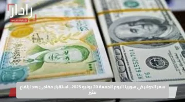 سعر الدولار في سوريا اليوم الجمعة 20 يونيو 2025.. استقرار مفاجئ بعد ارتفاع مثير