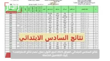 نتائج السادس الابتدائي العراق 2025 الدور الأول | متى تصدر نتائج الاعتراضات؟ إليك التفاصيل الكاملة