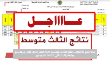 جانا الفرج يا أبطال… نتائج الثالث متوسط 2025 الدور الأول بالعراق بالاسم والرقم الامتحاني تلقاها هنا وبس