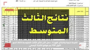 الفرحة كبيرة والنتائج ظهرت!.. حمل الآن نتائج الثالث المتوسط 2025 الدور الأول PDF عبر موقع نتائجنا الرسمي