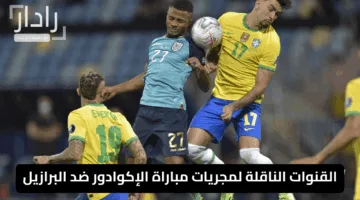 “بتواجد فينيسيوس جونيور”.. القنوات الناقلة لمجريات مباراة الإكوادور ضد البرازيل اليوم صباح الجمعة