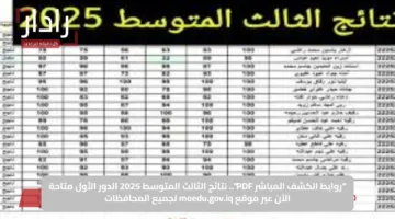 “روابط الكشف المباشر PDF”.. نتائج الثالث المتوسط 2025 الدور الأول متاحة الآن عبر موقع moedu.gov.iq لجميع المحافظات
