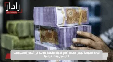 الليرة السورية تهوي مجددًا أمام الدولار وقفزة جنونية في أسعار الذهب وعيار 21 يسجل رقمًا قياسيًا