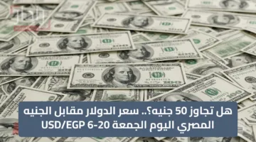 هل تجاوز 50 جنيه؟.. سعر الدولار مقابل الجنيه المصري اليوم الجمعة 20-6 USD/EGP