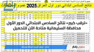 ظهرت pdfكشوفات الطلاب.. نتائج السادس الابتدائي الدور الاول 2025 محافظة ذي قار