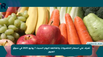 تعرف على أسعار الخضروات والفاكهة اليوم السبت 7 يونيو 2025 في سوق العبور