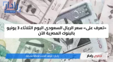 «تعرف على» سعر الريال السعودى اليوم الثلاثاء 3 يونيو بالبنوك المصرية الآن