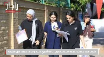 شوف حلك بنفسك.. إجابة امتحان العربي تالتة ثانوي 2025 واعرف درجتك قبل النتيجة
