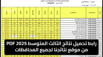 رابط تحميل نتائج الثالث المتوسط 2025 PDF من موقع نتائجنا لجميع المحافظات
