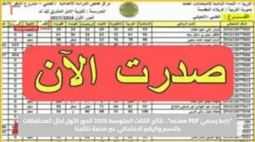 “رابط رسمي PDF معتمد”.. نتائج الثالث المتوسط 2025 الدور الأول لكل المحافظات بالاسم والرقم الامتحاني عبر منصة نتائجنا