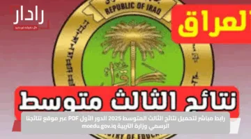 رابط مباشر لتحميل نتائج الثالث المتوسط 2025 الدور الأول PDF عبر موقع نتائجنا الرسمي وزارة التربية moedu.gov.iq