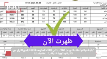 “رابط مباشر لملف الدرجات PDF”.. نتائج الثالث المتوسط 2025 الدور الأول عبر نتائجنا والتربية العراقية لحظة بلحظة