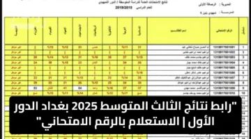 رابط نتائج الثالث المتوسط 2025 بغداد الدور الأول | الاستعلام بالرقم الامتحاني