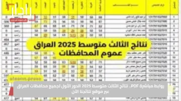 روابط مباشرة PDF.. نتائج الثالث متوسط 2025 الدور الأول لجميع محافظات العراق عبر موقع نتائجنا الآن