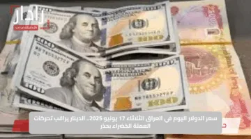 سعر الدولار اليوم في العراق الثلاثاء 17 يونيو 2025.. الدينار يراقب تحركات العملة الخضراء بحذر