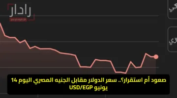 صعود أم استقرار؟.. سعر الدولار مقابل الجنيه المصري اليوم 14 يونيو USD/EGP