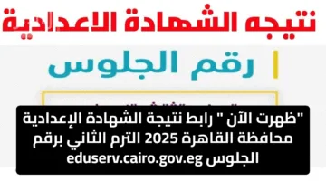 “ظهرت الآن ” رابط نتيجة الشهادة الإعدادية محافظة القاهرة 2025 الترم الثاني برقم الجلوس eduserv.cairo.gov.eg
