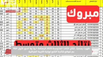 ظهرت رسميًا.. نتائج الثالث المتوسط 2025 الرصافة 1 و2 و3 الدور الأول PDF عبر موقع نتائجنا التابع لوزارة التربية العراقية