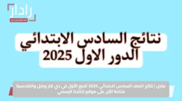 عاجل | نتائج الصف السادس الابتدائي 2025 الدور الأول في ذي قار وبابل والقادسية متاحة الآن على موقع نتائجنا الرسمي