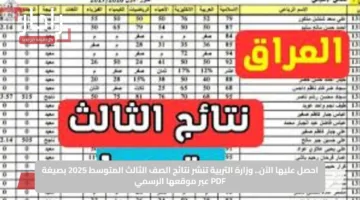 احصل عليها الآن.. وزارة التربية تنشر نتائج الصف الثالث المتوسط 2025 بصيغة PDF عبر موقعها الرسمي