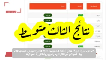 “احصل عليها فوراً”.. نتائج الثالث المتوسط 2025 الكرخ 3 وباقي المحافظات برابط مباشر عبر نتائجنا وموقع وزارة التربية العراقية