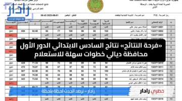 «فرحة النتائج» نتائج السادس الابتدائي الدور الأول محافظة ديالي خطوات سهلة للاستعلام