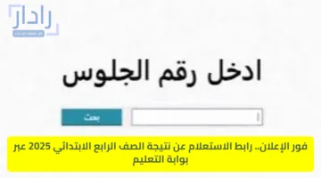 فور الإعلان.. رابط الاستعلام عن نتيجة الصف الرابع الابتدائي 2025 عبر بوابة التعليم القاهرة