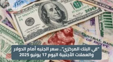 “في البنك المركزي”.. سعر الجنيه أمام الدولار والعملات الأجنبية اليوم 17 يونيو 2025