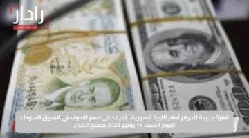 قفزة جديدة للدولار أمام الليرة السورية.. تعرف على سعر الصرف في السوق السوداء اليوم السبت 14 يونيو 2025 بجميع المدن