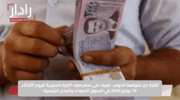 قفزة غير متوقعة للدولار.. تعرف على سعر صرف الليرة السورية اليوم الثلاثاء 10 يونيو 2025 في السوق السوداء والمدن الرئيسية