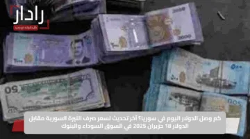 كم وصل الدولار اليوم في سوريا؟.. آخر تحديث لسعر صرف الليرة السورية مقابل الدولار 18 حزيران 2025 في السوق السوداء والبنوك