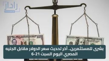 بشرى للمستثمرين.. آخر تحديث سعر الدولار مقابل الجنيه المصري اليوم السبت 21-6
