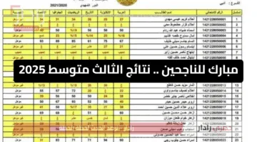 هل أنت مستعد؟  .. رابط نتائج الثالث متوسط 2025 الدور الأول على nataegna.net بصيغة PDF