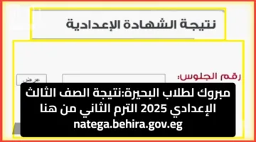 مبروك لطلاب البحيرة:نتيجة الصف الثالث الإعدادي 2025 الترم الثاني من هنا natega.behira.gov.eg