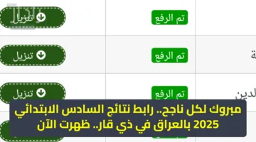 مبروك لكل ناجح.. رابط نتائج السادس الابتدائي 2025 بالعراق في ذي قار.. ظهرت الآن