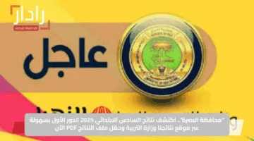 “محافظة البصرة”.. اكتشف نتائج السادس الابتدائي 2025 الدور الأول بسهولة عبر موقع نتائجنا وزارة التربية وحمّل ملف النتائج PDF الآن