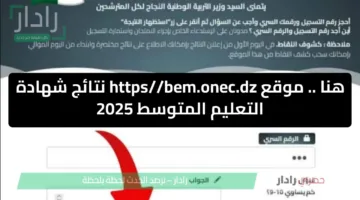 موقع https//bem.onec.dz الديوان الوطني للامتحانات والمسابقات الاطلاع على نتائج شهادة التعليم المتوسط 2025