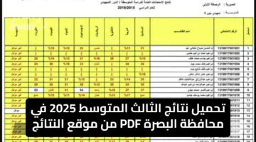 تحميل نتائج الثالث المتوسط 2025 في محافظة البصرة PDF من موقع النتائج