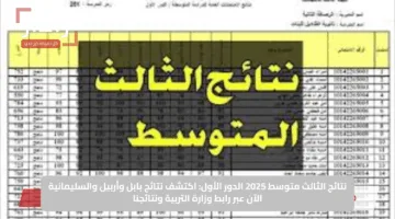 نتائج الثالث متوسط 2025 الدور الأول: اكتشف نتائج بابل وأربيل والسليمانية الآن عبر رابط وزارة التربية ونتائجنا