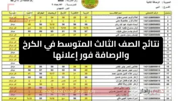 فور إعلانها.. رابط نتائج الصف الثالث المتوسط في الكرخ والرصافة بالعراق 2025 عبر موقع نتائجنا