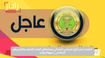نتائجنا: إعلان نتائج السادس الابتدائي بمحافظتي النجف الأشرف والأنبار برقم الامتحاني بسهولة ويسر